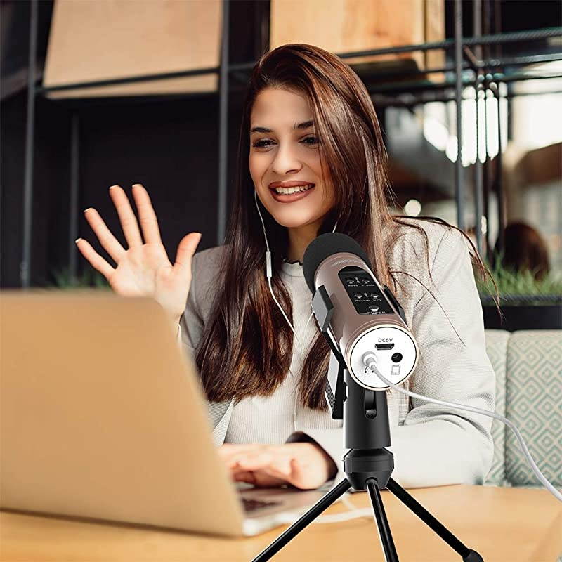 Music Recording Microphone with Desktop Tripod,Condenser Microphone Integrated Reverb Sound Effects for Phone Recording,Gaming,Podcasting and Karaoke Singing