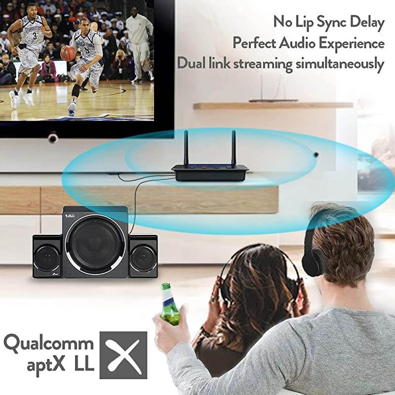 Long Range Bluetooth Transmitter Receiver Bluetooth Audio Adapter for TV PC Home Stereo with aptX Low Latency HiFi Sound amp NFC Optical RCA AUX 35mm B03