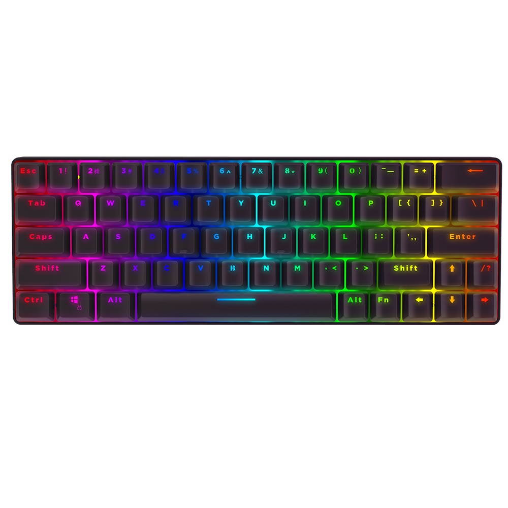 BW-KB1 bluetooth Wired Keyboard Gateron Switch RGB 63 Keys NKRO Type-C Mechanical Gaming Keyboard Blue Switch/White
