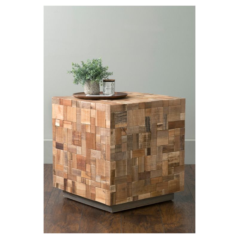Edith Mosaic Wood Square Accent Table - Brown - East At Main