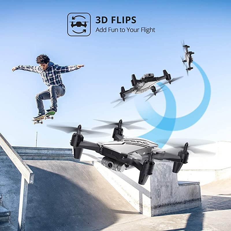 D20 Mini Drone for Kids with 720P HD FPV Camera Remote Control Toys Gifts for Boys Girls with Altitude Hold Headless Mode One Key Start Speed Adjustment 3D Flips 2 Batteries Silver