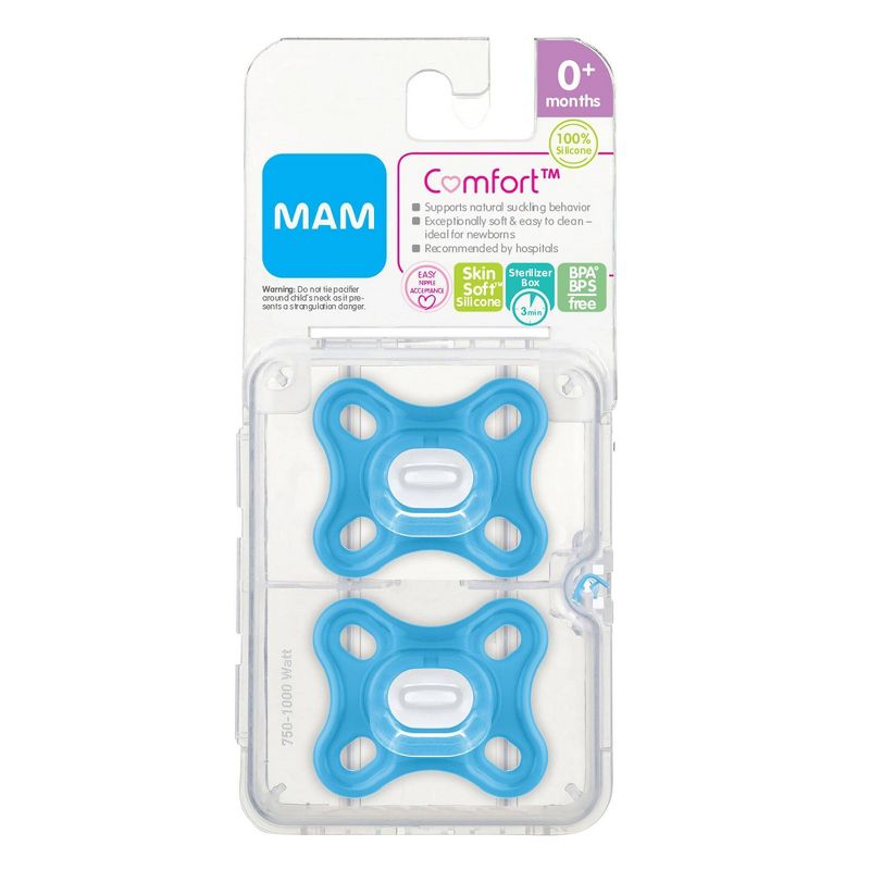 MAM Comfort 2pk Pacifier 0-4 Months - Blue