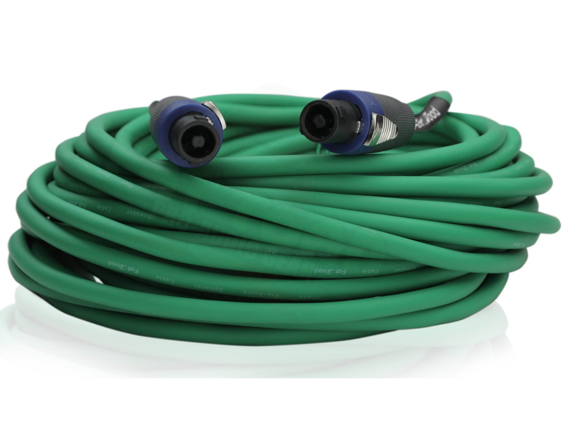 Speakon to Speakon Cables (2 Pack) by FAT TOAD | 50ft Professional Pro Audio Green Speaker PA Cord with Twist Lock Connector | 12 AWG Wire for Impeccable Studio Recording & DJ Stage Performance Gear