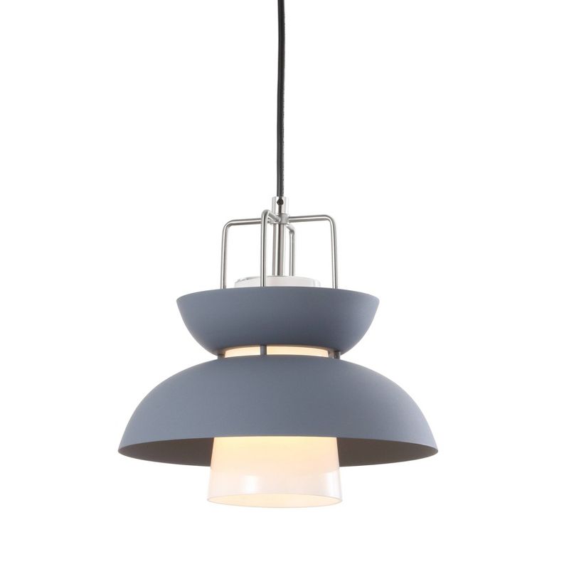 11" Metal Paul Farmhouse Pendant (Includes Energy Efficient Light Bulb) Gray - JONATHAN Y