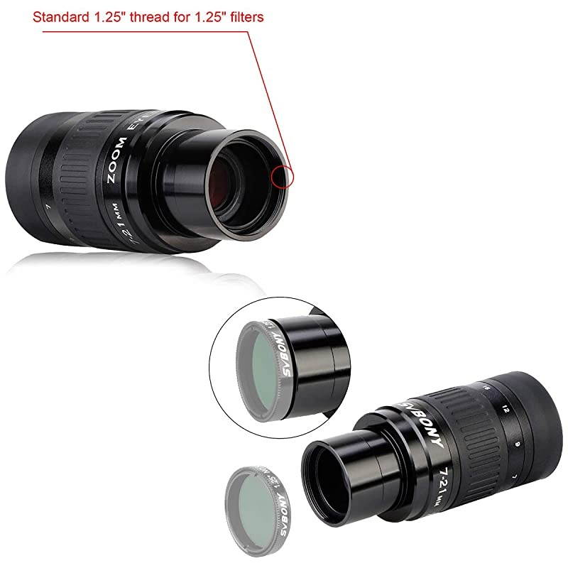 SV135 Telescope Eyepiece Zoom 7 to 21mm 1.25 Inch Fully multi Coated 6 Element 4 Group for Astronomic Telescopes