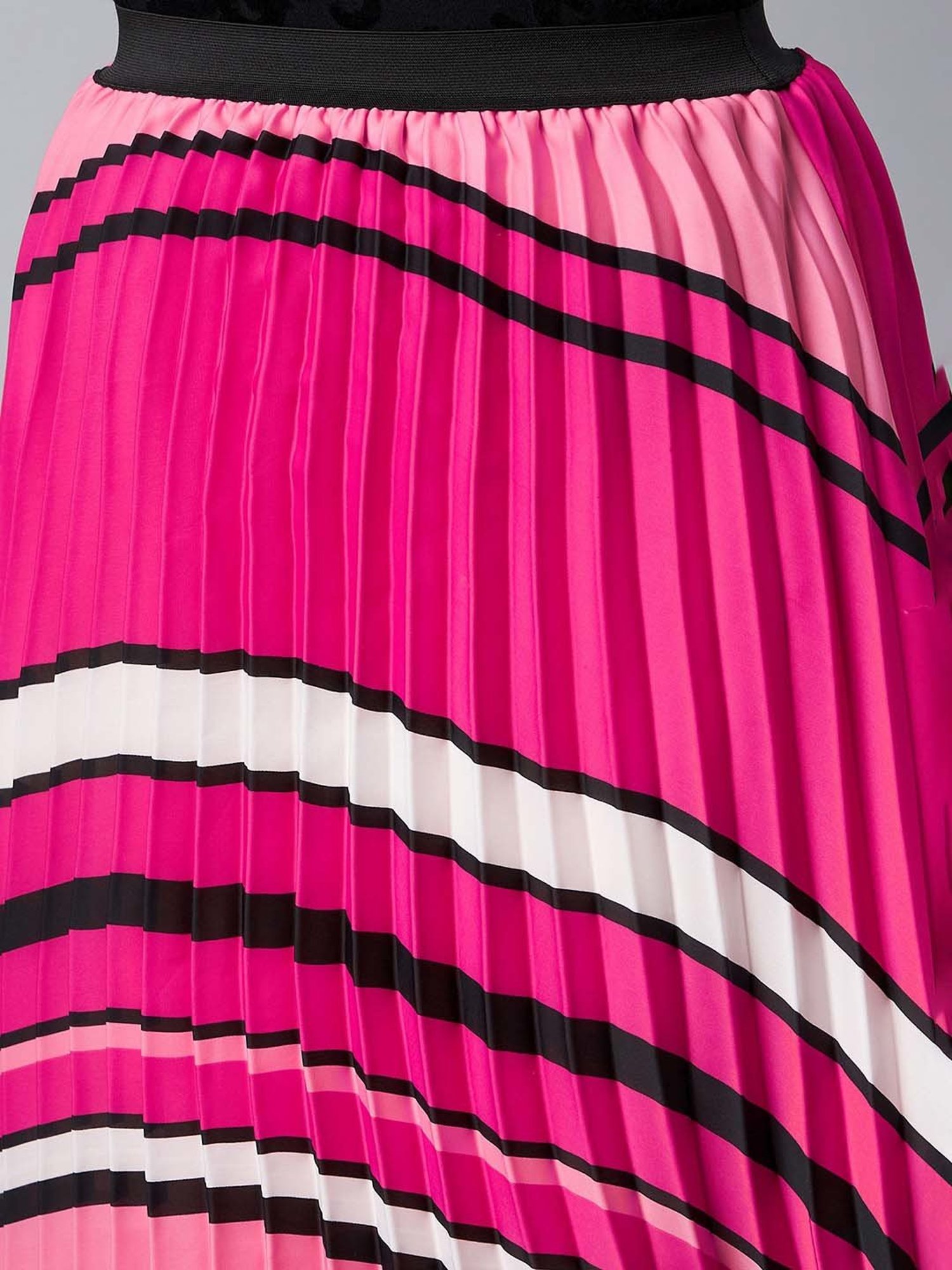 StyleStone Pink Printed Pleated Skirt