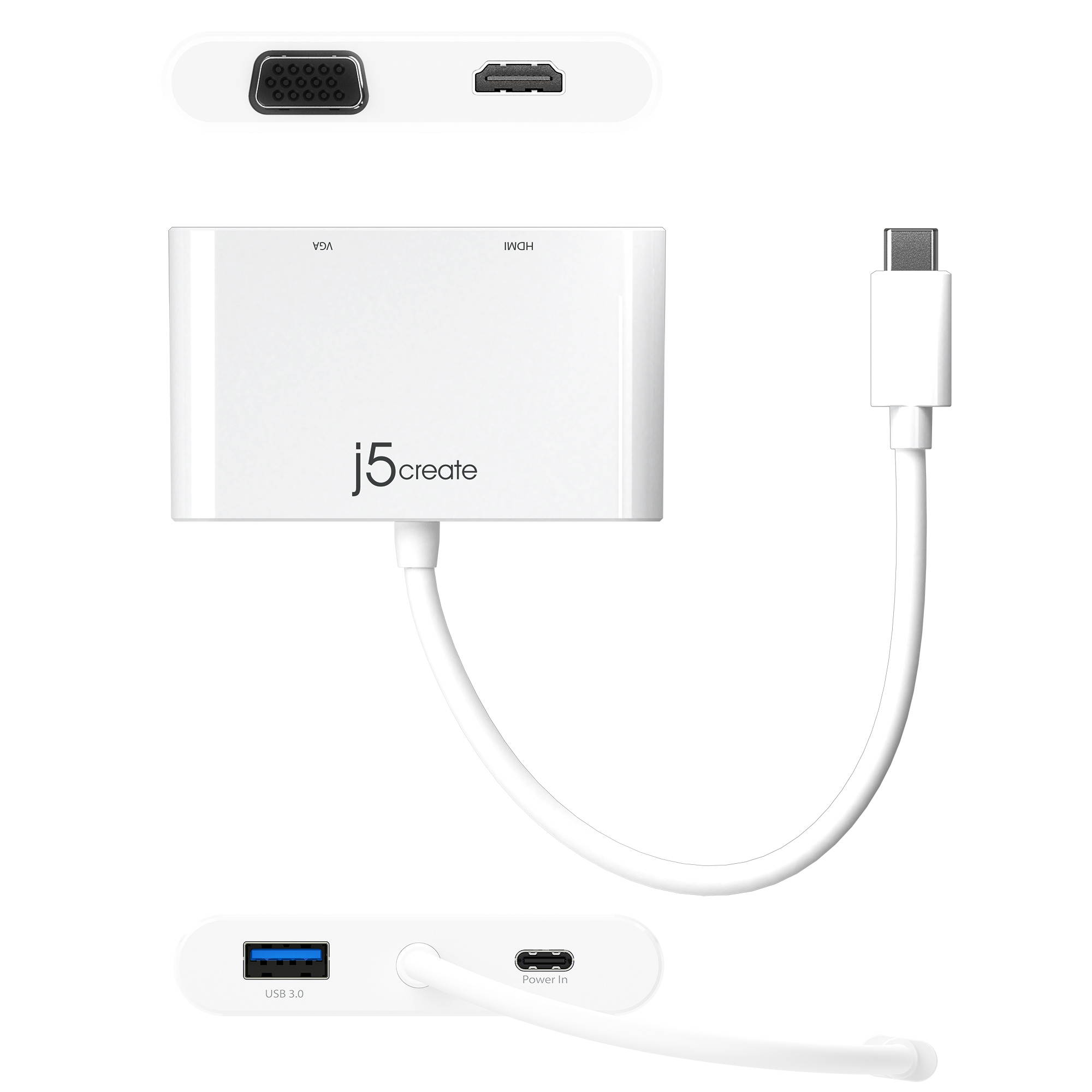 j5create USB-C to HDMI & VGA Adapter with USB 3.0/Power Delivery