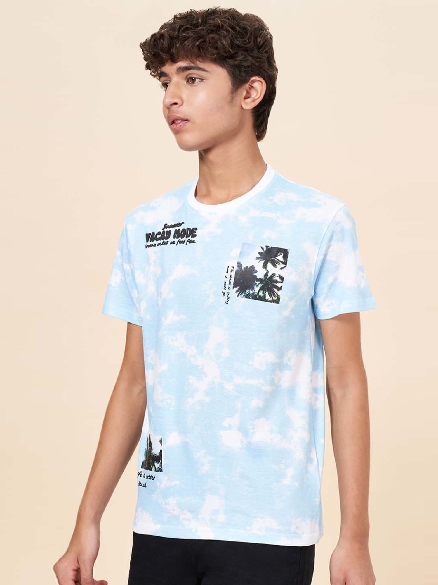 Coolsters by Pantaloons Kids Sky Blue Cotton Printed T-Shirt