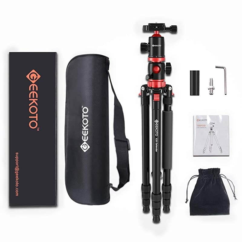 Camera Tripod Tripod for Canon Nikon Sony DSLR Camera 75 inches Aluminum Alloy Tripod with 360 Degree Ball Head and Rotatable Center Column Professional Horizontal Tripod for Travel Work