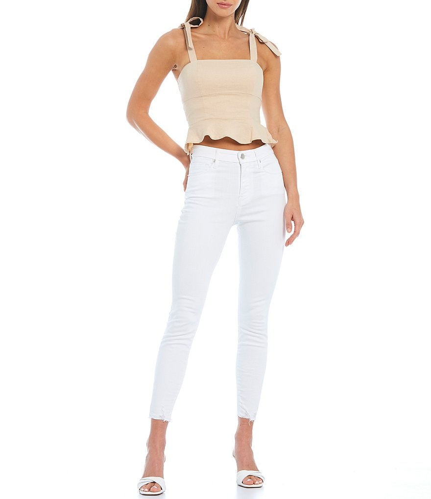 Gianni Bini Woven Lee Peplum Sleeveless Tie Blouse