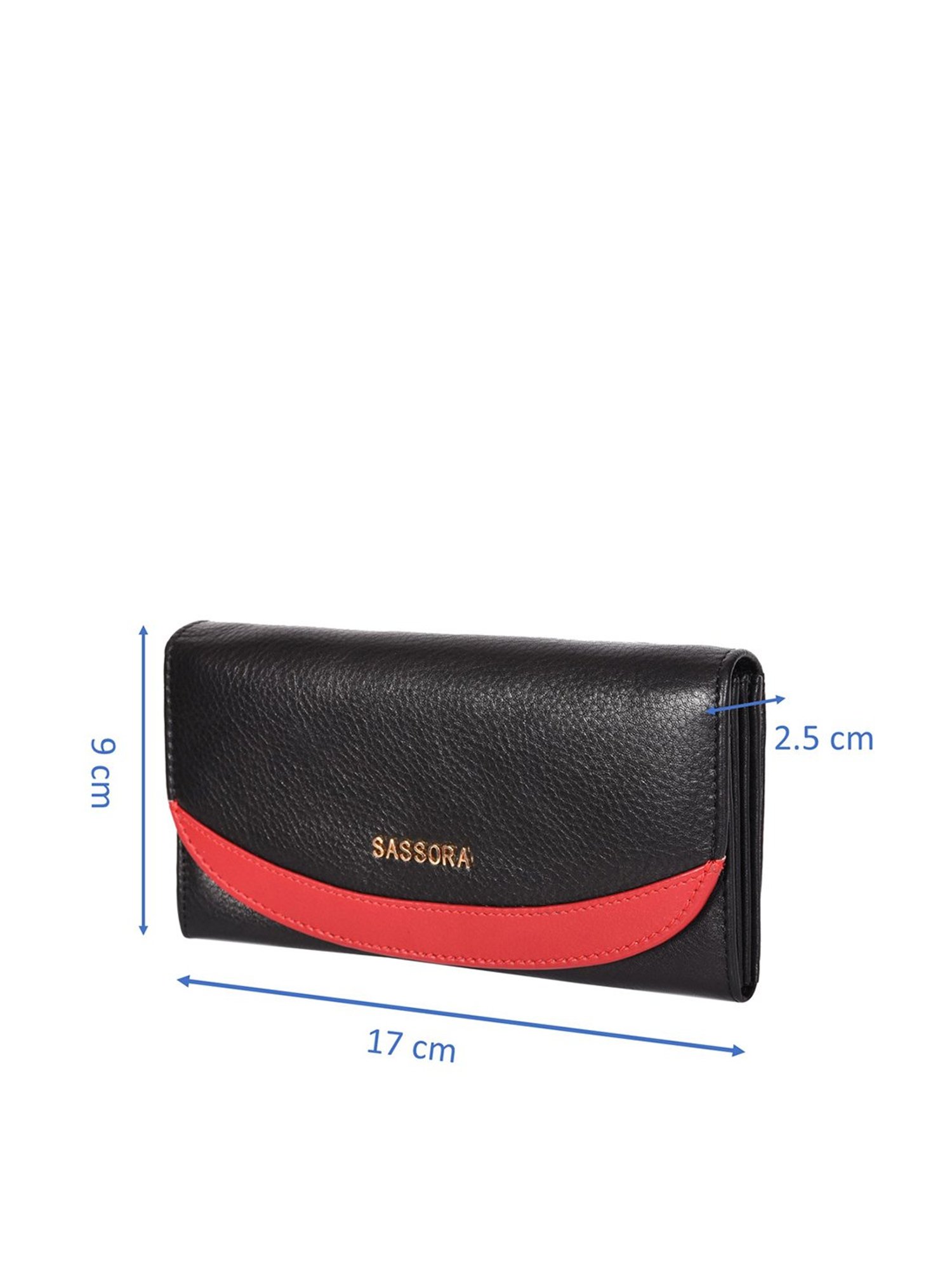 SASSORA Black & Red Solid Rfid Wallet for Women