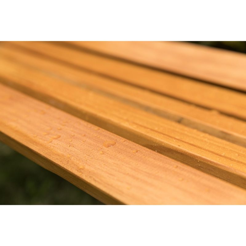 Gardenised Wooden Outdoor Park Patio Garden Yard Bench with Designed Steel Armrest and Legs