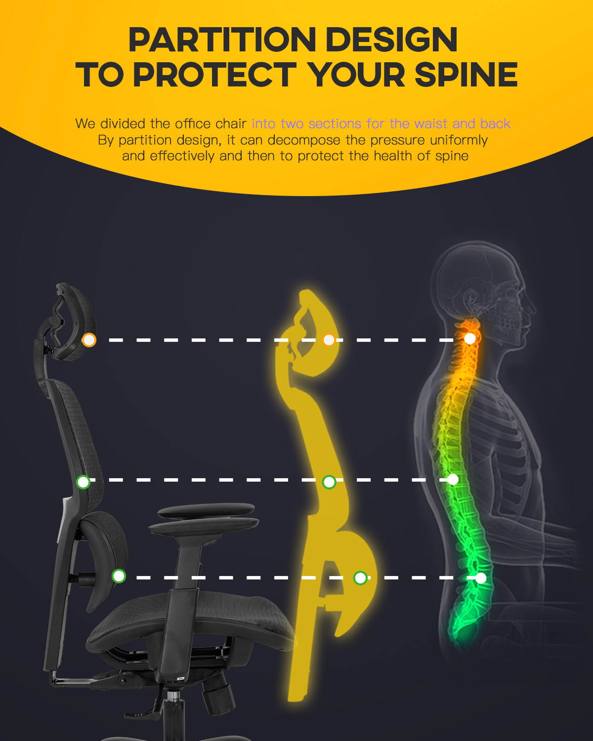 Office Chair Ergonomic Desk Chair Mesh Computer Chair with Arms Lumbar Support Swivel Rolling High Back Task Chair for Men Adults(Black)