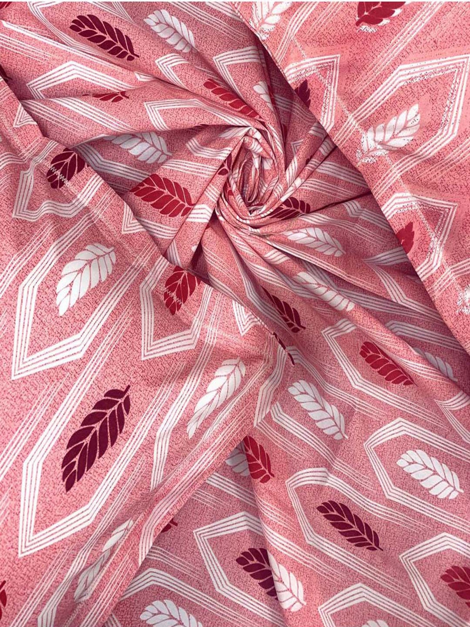 BELLA CASA Cuddle Floral Peach 150 TC Cotton Bedsheet with 1 Pillow Cover