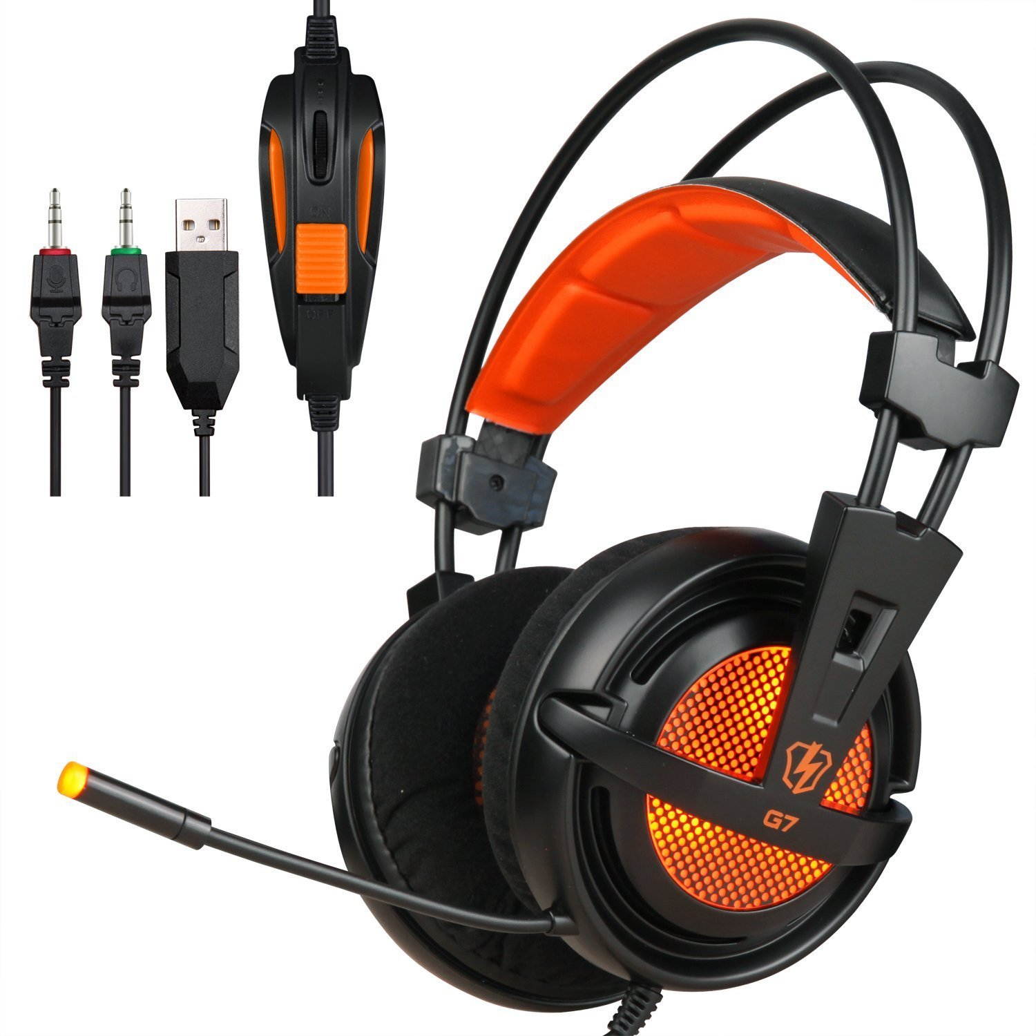Letton G7 Gaming Headset,Black/Orange