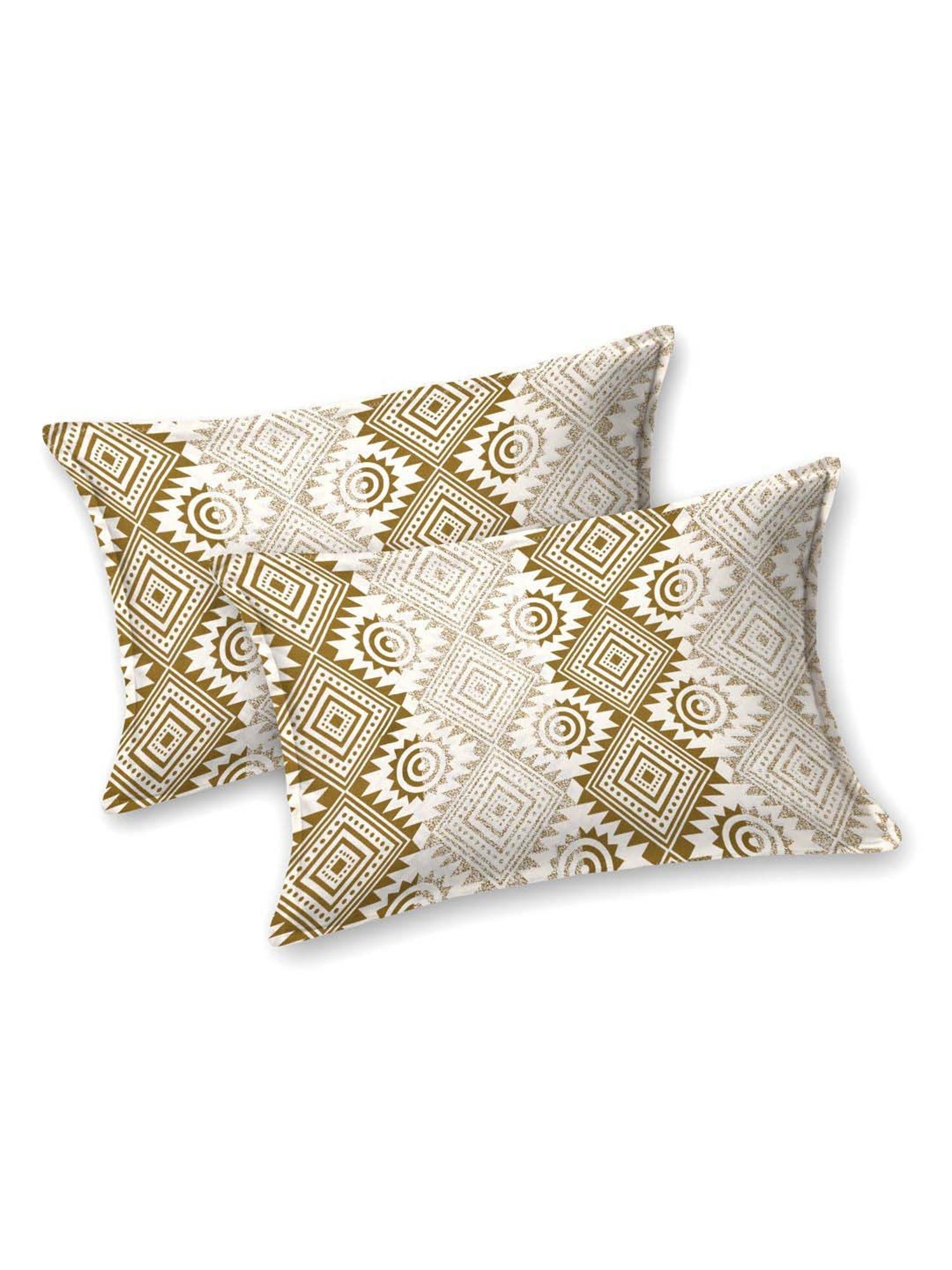 Aapno Rajasthan Sand Dunes Green & White Cotton 140 GSM Double Bedsheet With 2 Pillow Cover