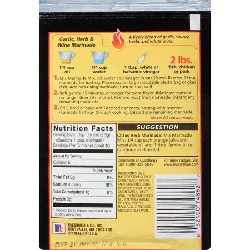 McCormick Grill Mates Garlic Herb & Wine Marinade - .87oz