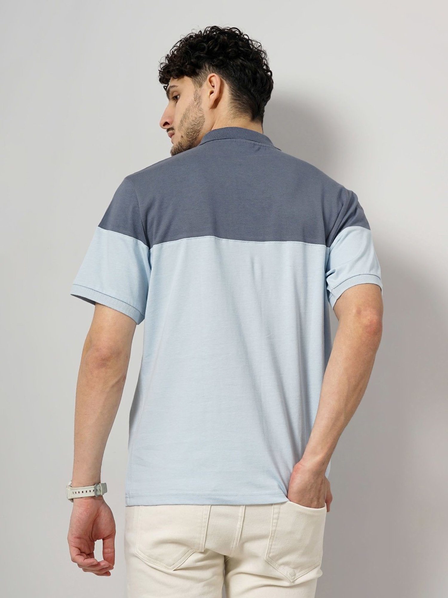 celio* Blue Regular Fit Cotton Polo T-Shirt