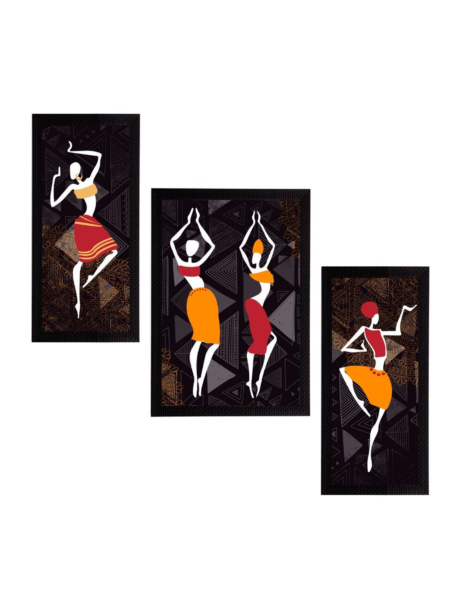 eCraftIndia Set of 3 Tribal Theme Satin Matt Textured UV Art Painting