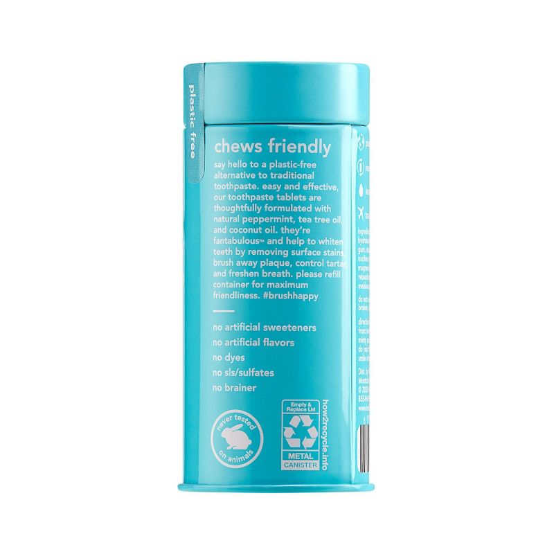 hello Antiplaque + Whitening Toothpaste Tablets Natural Peppermint Fluoride Free - Trial Size - 60ct