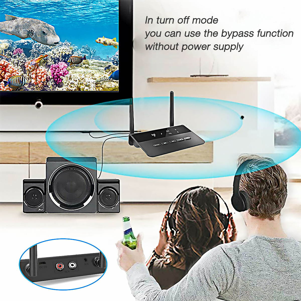 Wireless Bluetooth 5.0 Transmitter Receiver Audio Adapter, Black