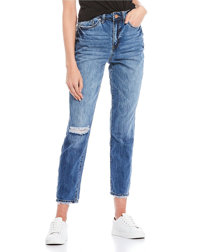 YMI Jeanswear Dream High Rise Raw Hem Mom Jeans