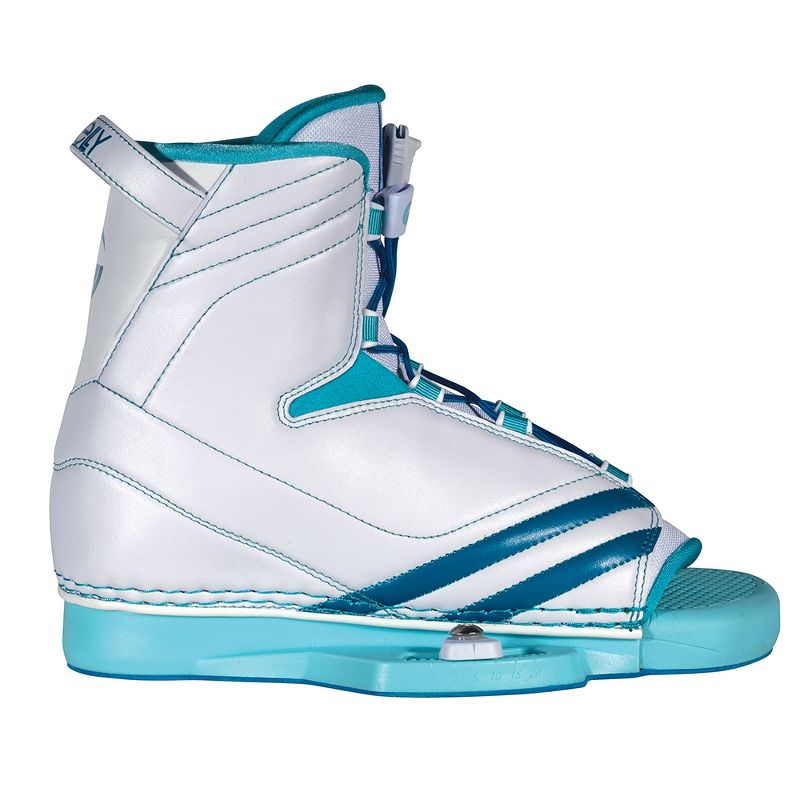 Connelly Beginners Intermediate Lotus 134 Water Sport Wakeboard with System 80 Core, 3 Stage Rocker, and Womens Optima L/X Boots, Blue