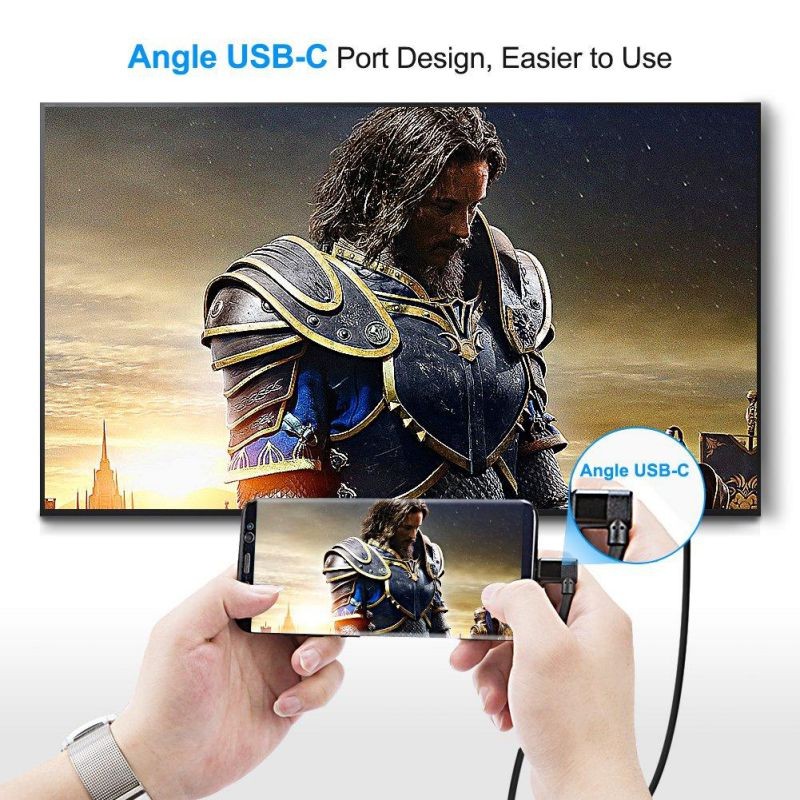 CableCreation USB C to HDMI 4K Right Angel Adapter Cable, Thunderbolt 3 Compatible, Compatible with Macbook Pro 2019,2018, iPad Pro 2018, Google Chromebook Pixel, Yoga 900, Surface Go, Galaxy S10, 6FT