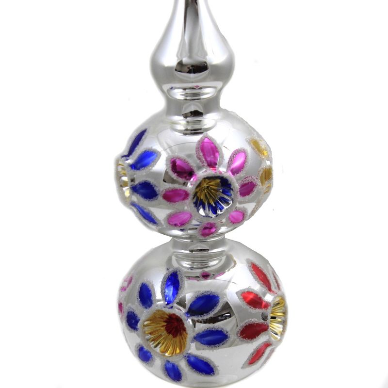 Christina's World 14.25" Colored Flowers & Reflectors Tree Topper Finial Silver  -  Tree Toppers