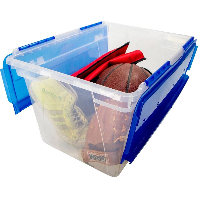 Storex 12gal 4pk Storage Totes with Blue Flip-Top Lids