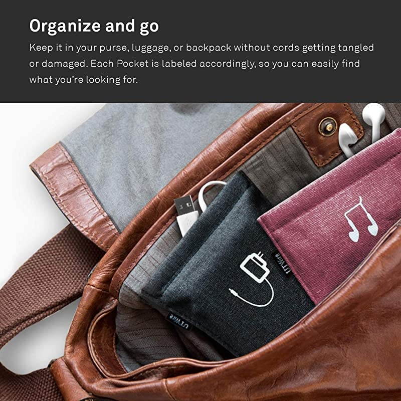 Pocket Mobile Charger Case Pouch Bag Organizer Dusty Rose 2 Pack