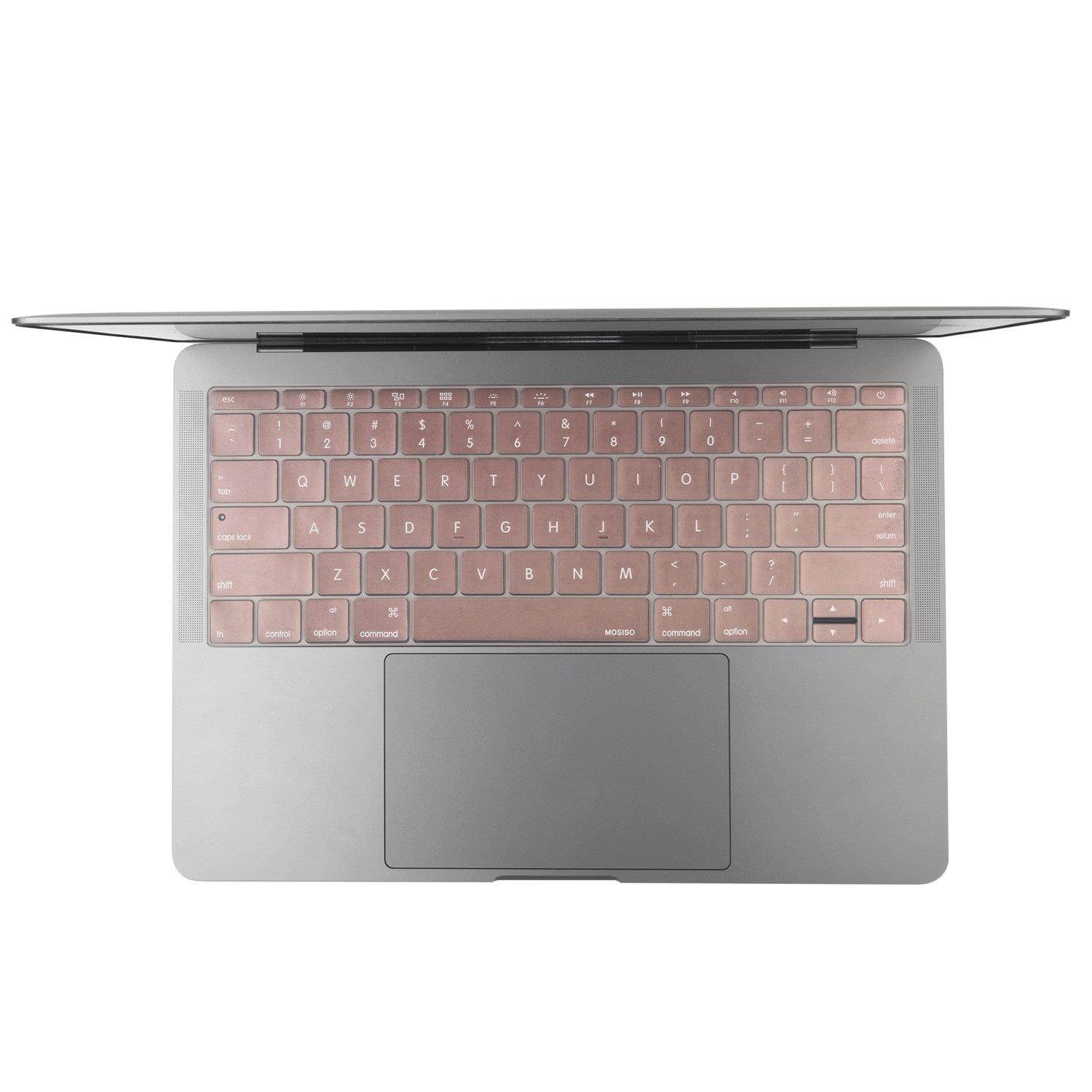 MOSISO Keyboard Cover Compatible MacBook Pro 13 Inch 2017 & 2016 Release A1708 No Touch Bar & New MacBook 12 Inch A1534 Protective Skin, Rose Gold