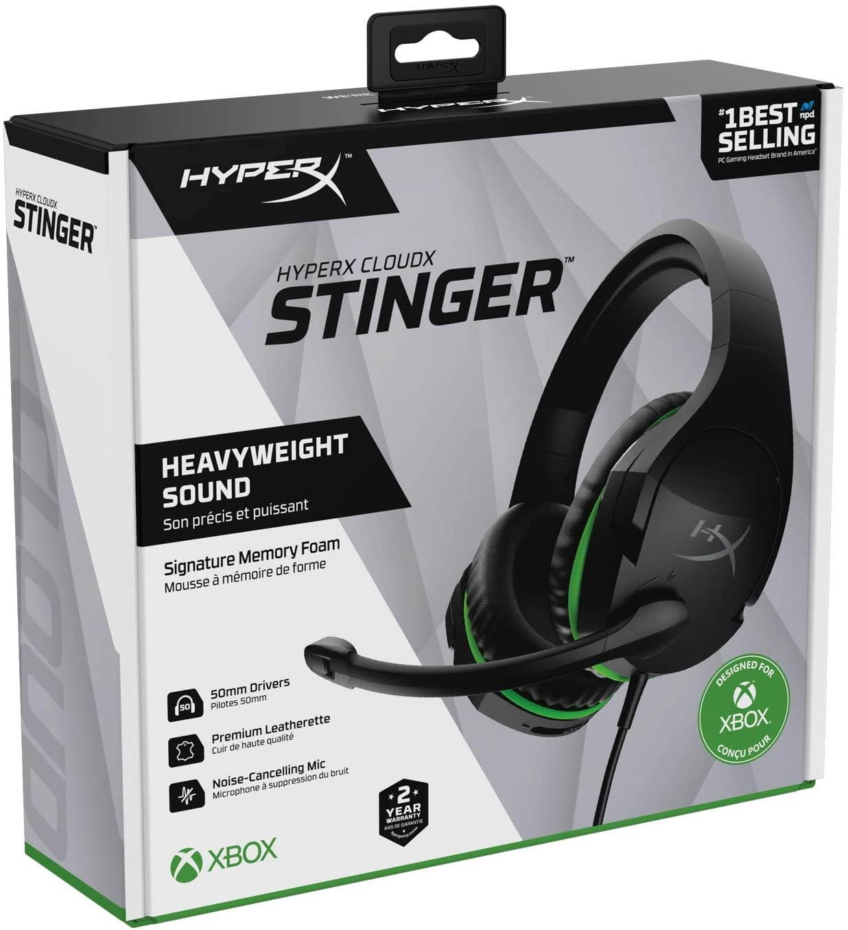 HyperX CloudX Stinger - Official Xbox Licensed Gaming Headset, Lightweight, Rotating Ear Cups, Memory Foam, Comfort, Durability, Steel Sliders, Swivel-to-Mute Noise-Cancellation Microphone