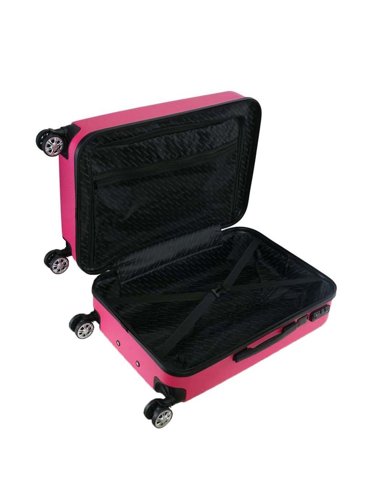 Swiss Brand Sion 2.0 Rose Pink Striped Hard Medium Trolley Bag - 41 cm