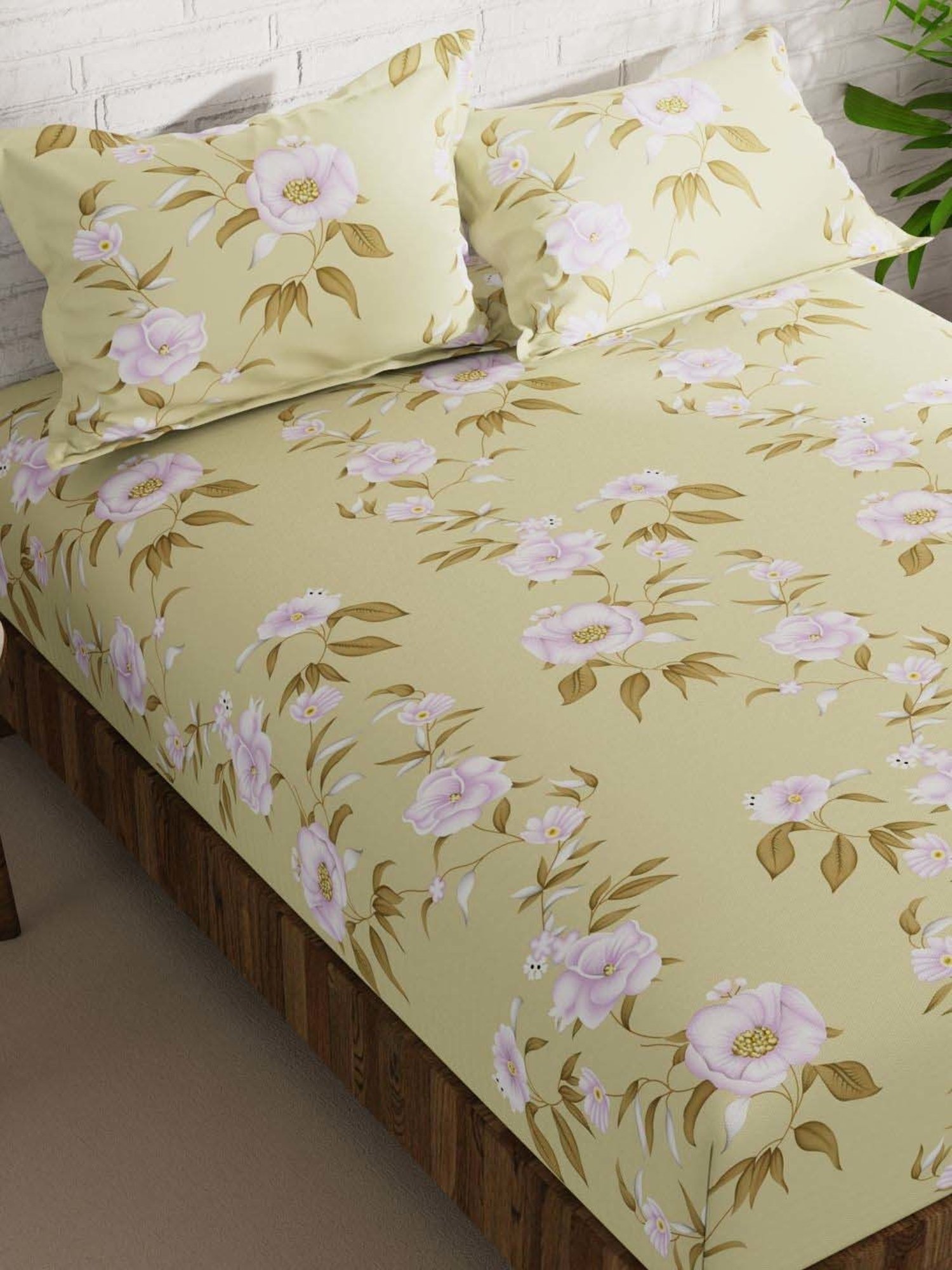 Bianca La-vogue Yellow Microfibre 152 TC Extra Smooth Double Size Bed Sheet with Pillow Cover