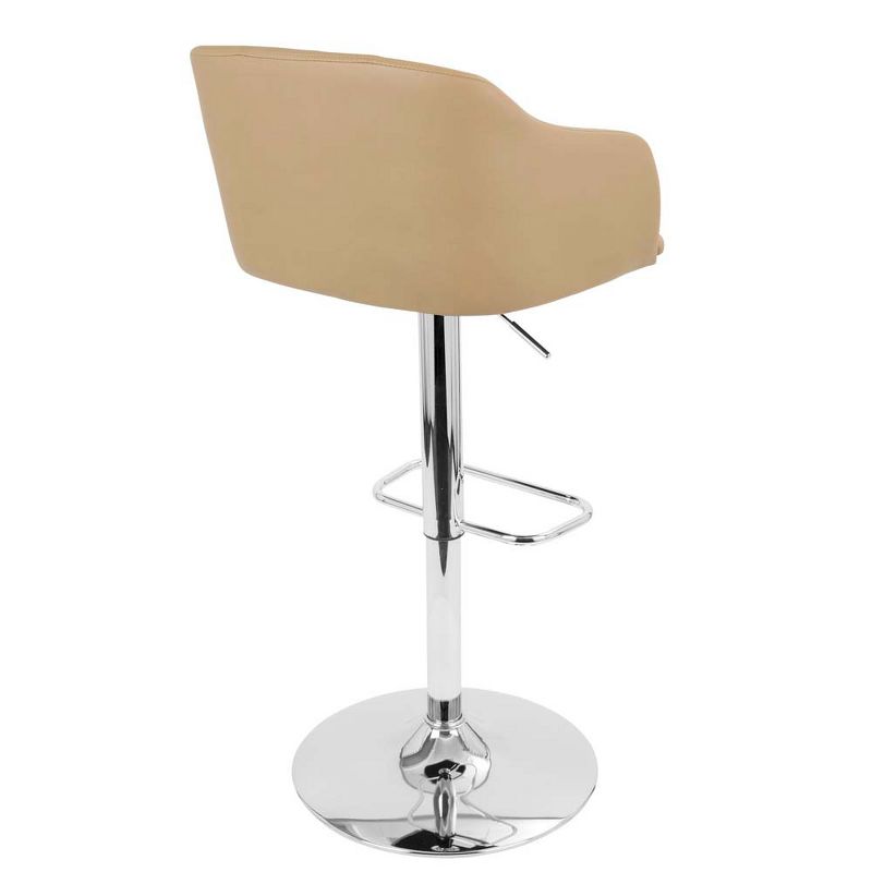 Campania Mid-Century Modern Adjustable Barstool with Swivel in Camel Faux Leather - LumiSource