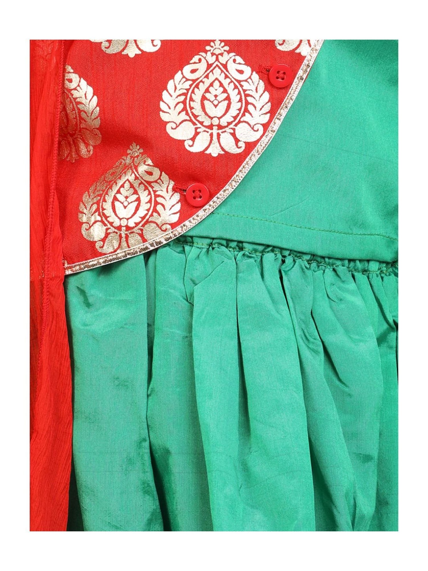 BownBee Kids Green Printed Lehenga Choli With Dupatta