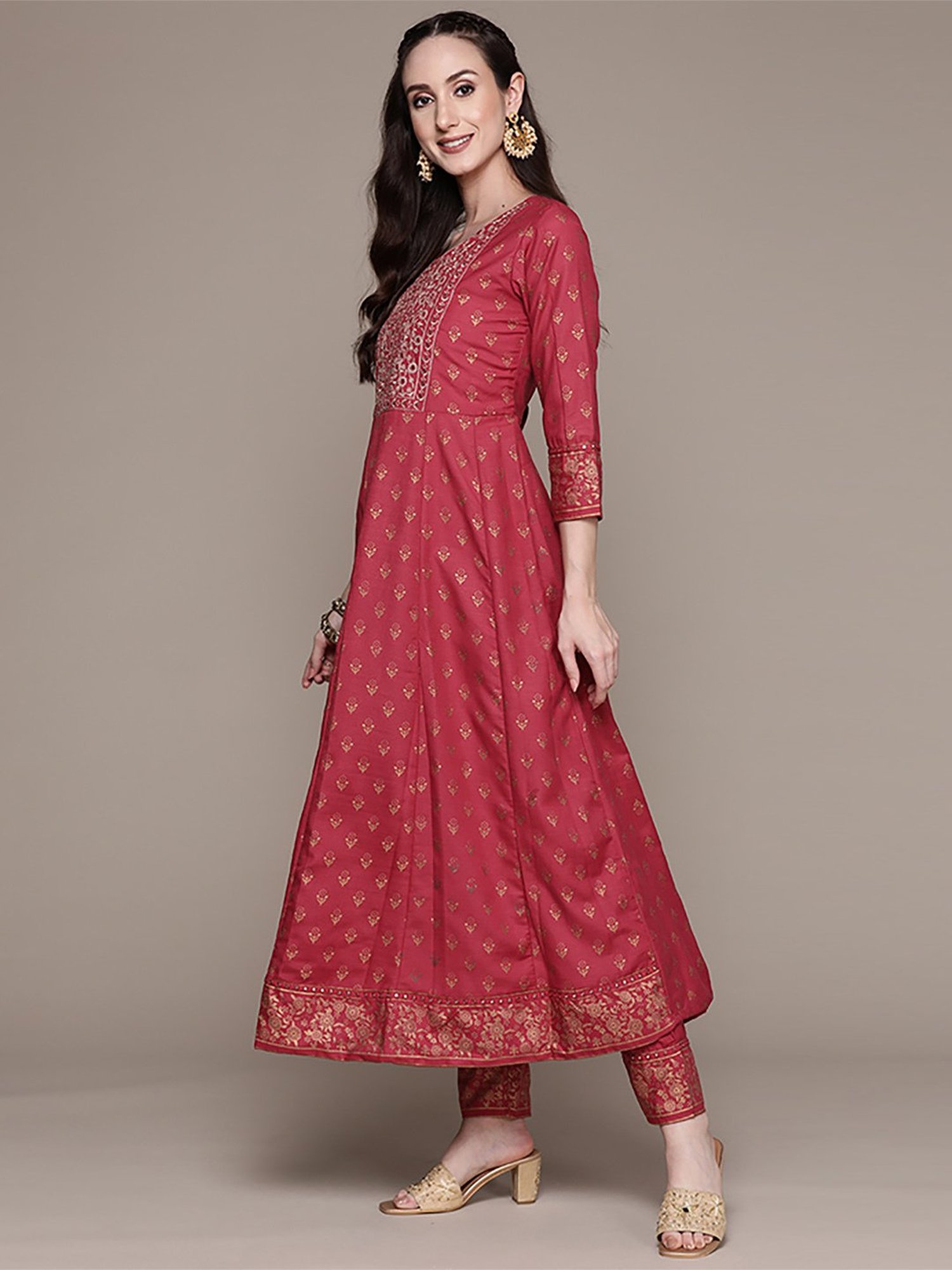 Anubhutee Pink Embroidered Kurta Pant Set With Dupatta