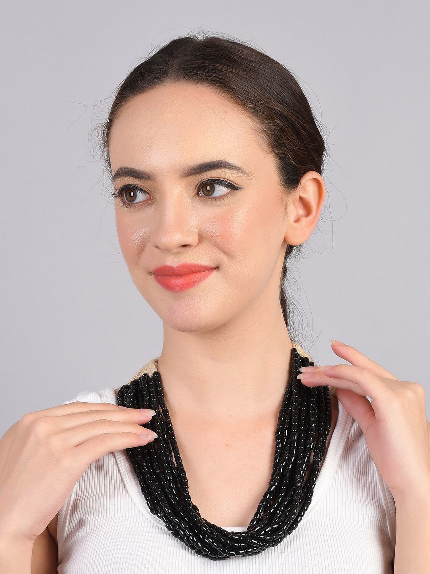 Imli Street Black Vintage Beaded Tribal Necklace