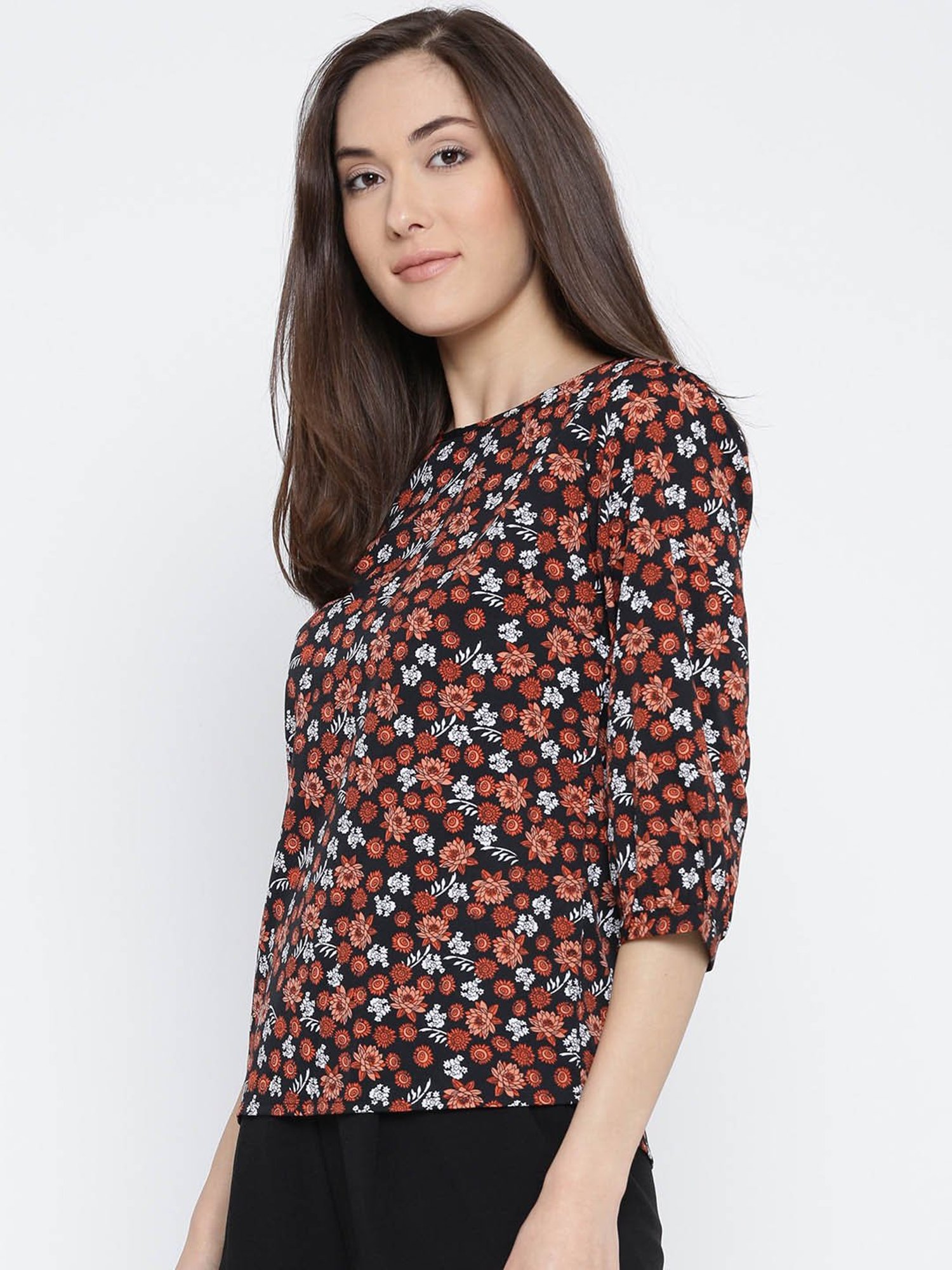 Sera Black Printed Top