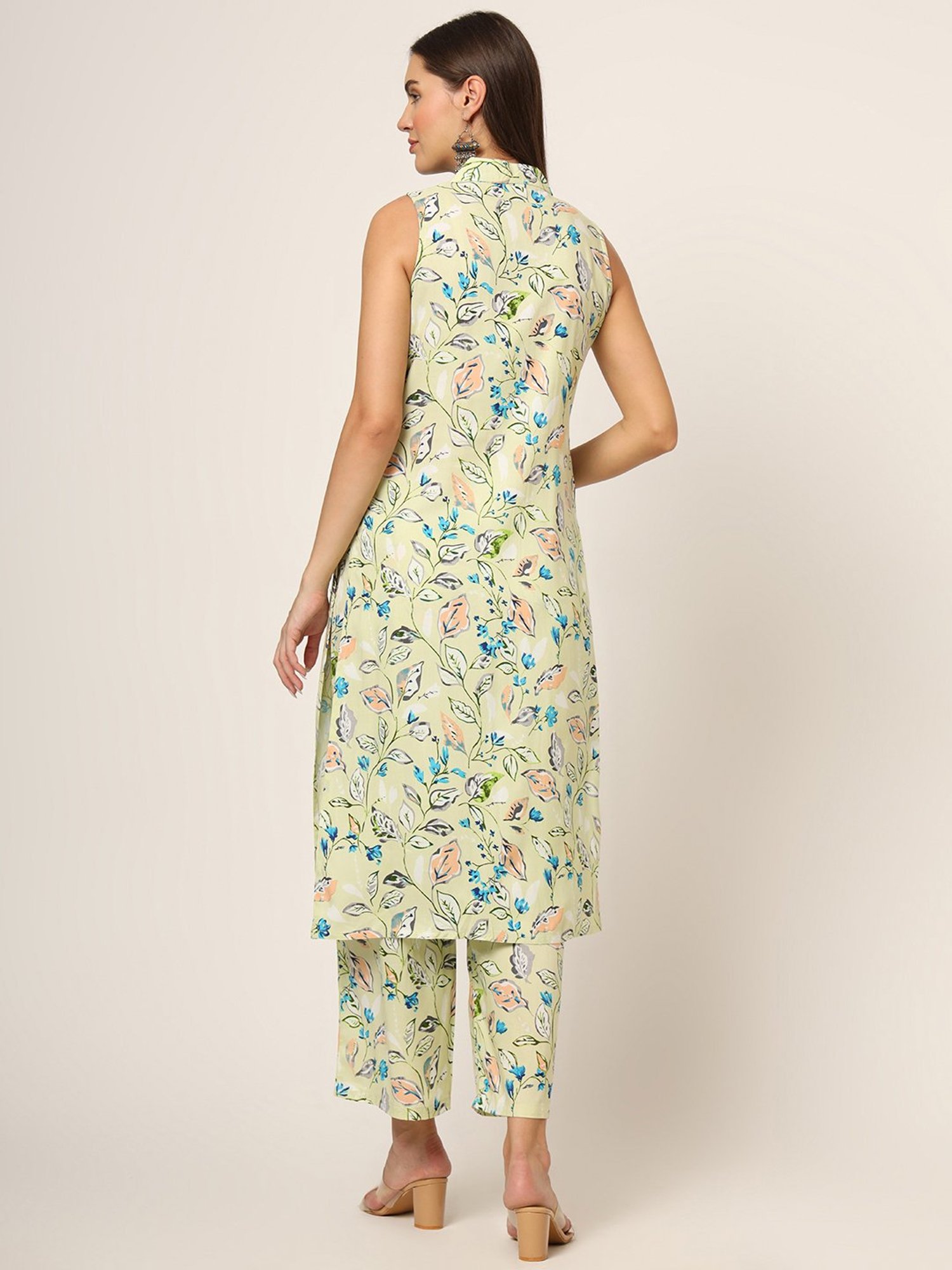 Divena Light Green Printed Kurta Pant Set