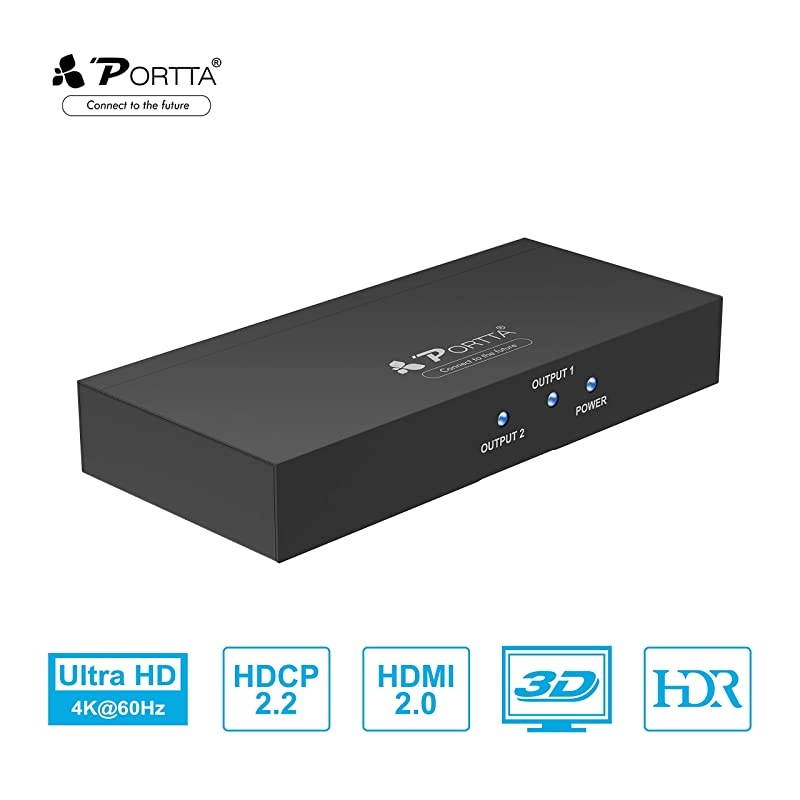 Premium HDMI Splitter 1X2 2 Port V2.0 with HDCP Key 4Kx2K@60Hz with EDID HDCP2.2