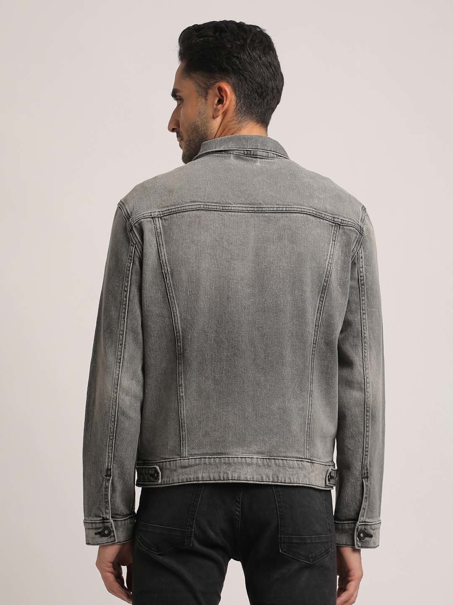 EVERBLUE Grey Regular Fit Denim Jacket