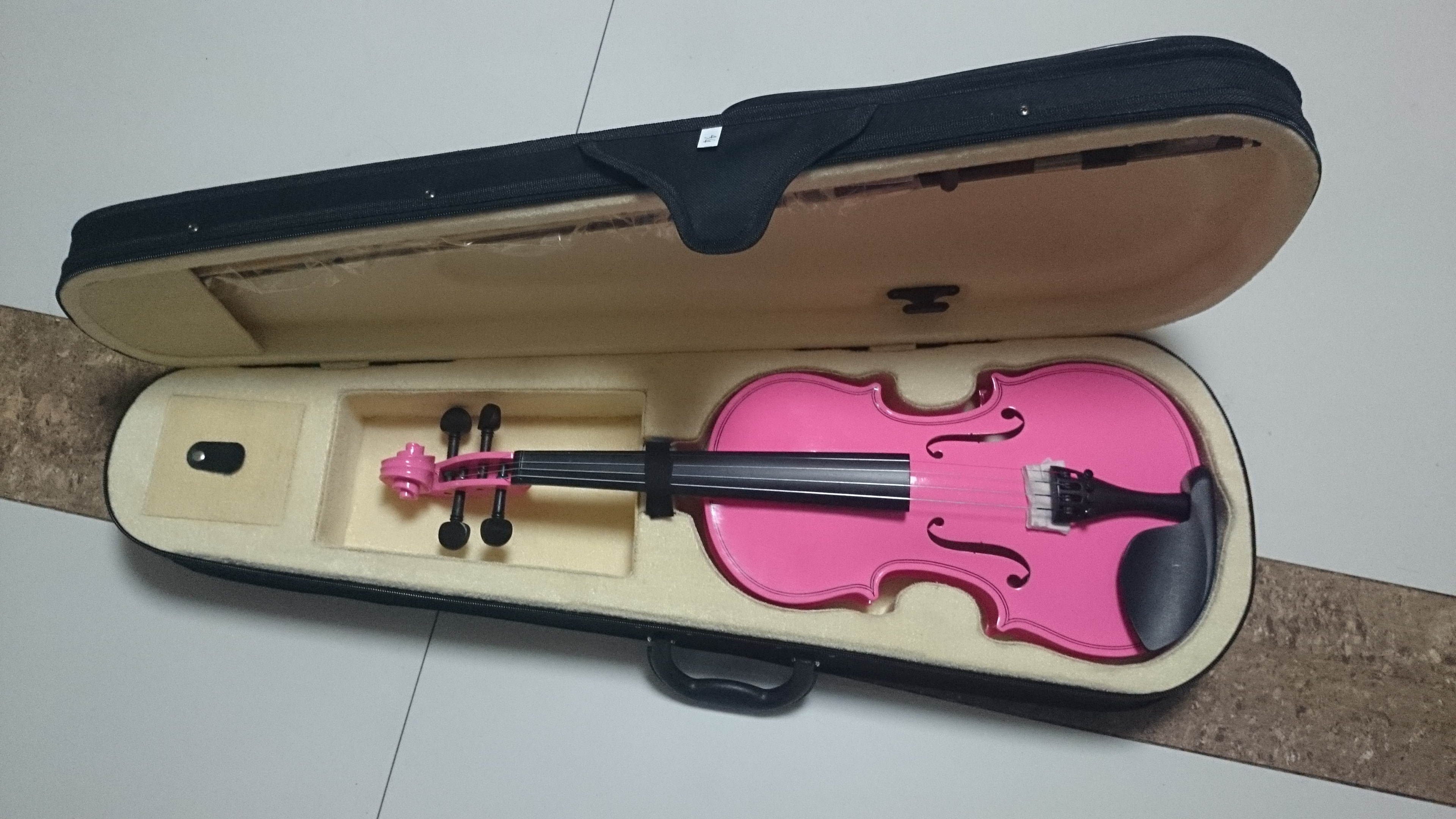Student Acoustic Violin Full 1/4 Maple Spruce with Case Bow Rosin Pink Color