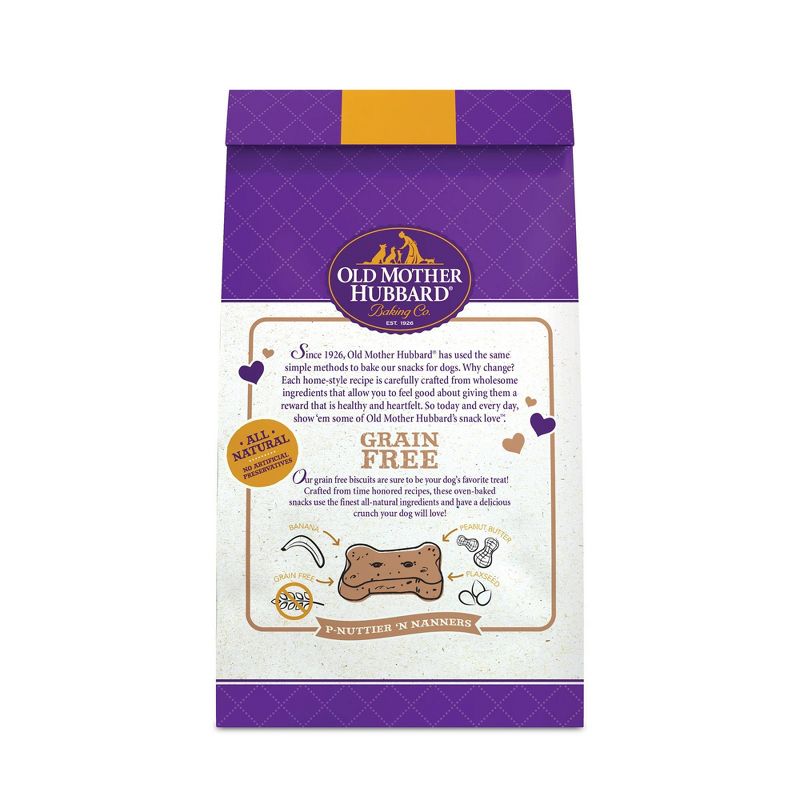Old Mother Hubbard Grain Free Crunchy P-Nuttier 'N Nanners Biscuits Mini Oven Baked Dog Treats – 16oz