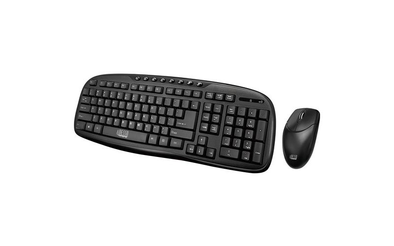 Adesso WKB-1330CB - 2.4 GHz Wireless Desktop Keyboard and Mouse Combo - Retail - USB Wireless RF 103 Key - English (US) - USB Wireless RF Optical