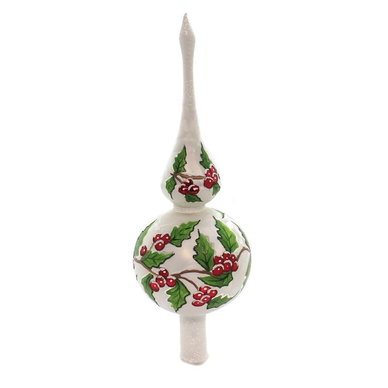 Christina's World 12.25" Holly Leaf Finial Tree Topper Hand Painted  -  Tree Toppers