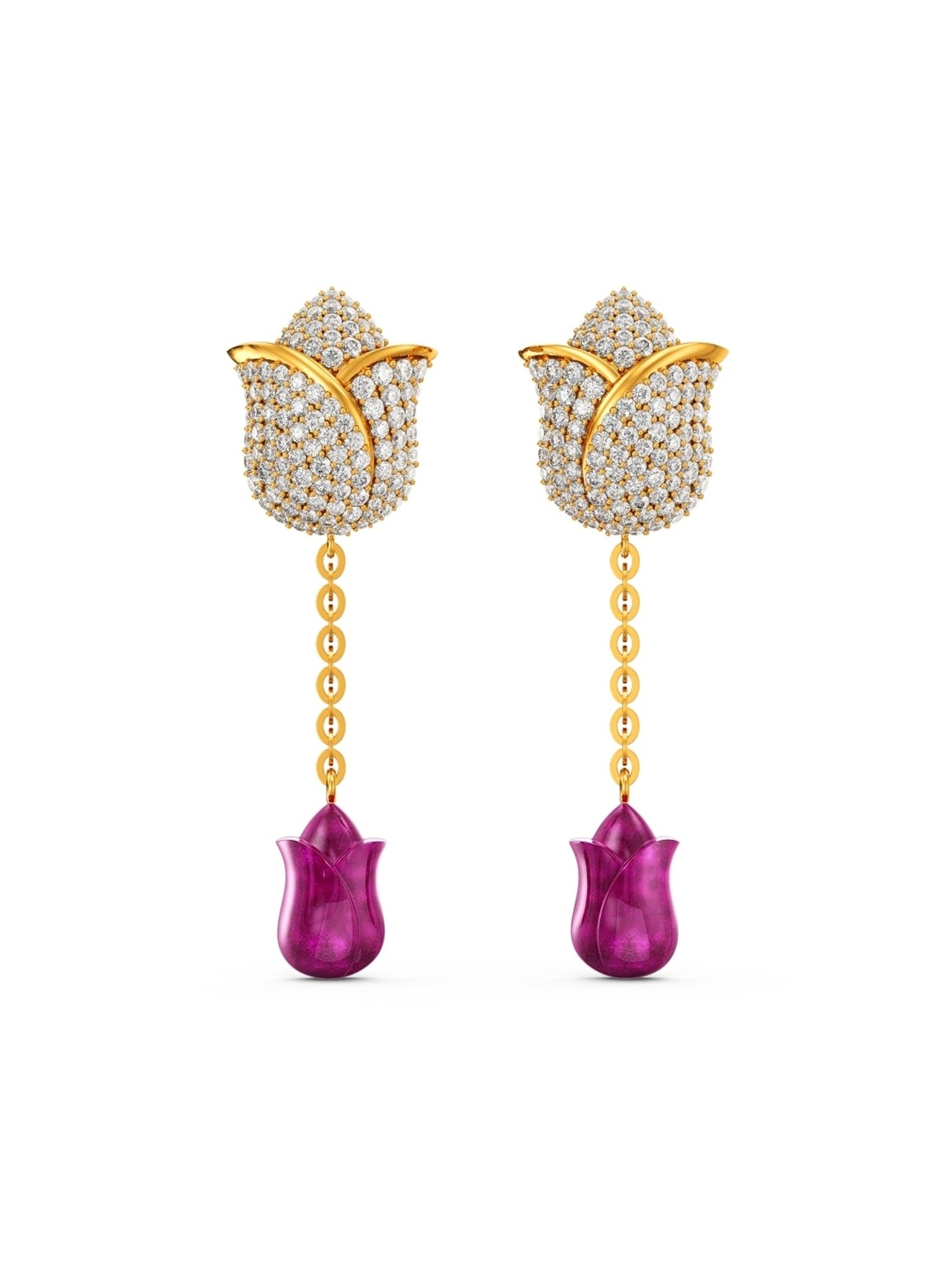 Joyalukkas Gold 22K Droopy Lisianthus Hangers Dangler Earrings for Women