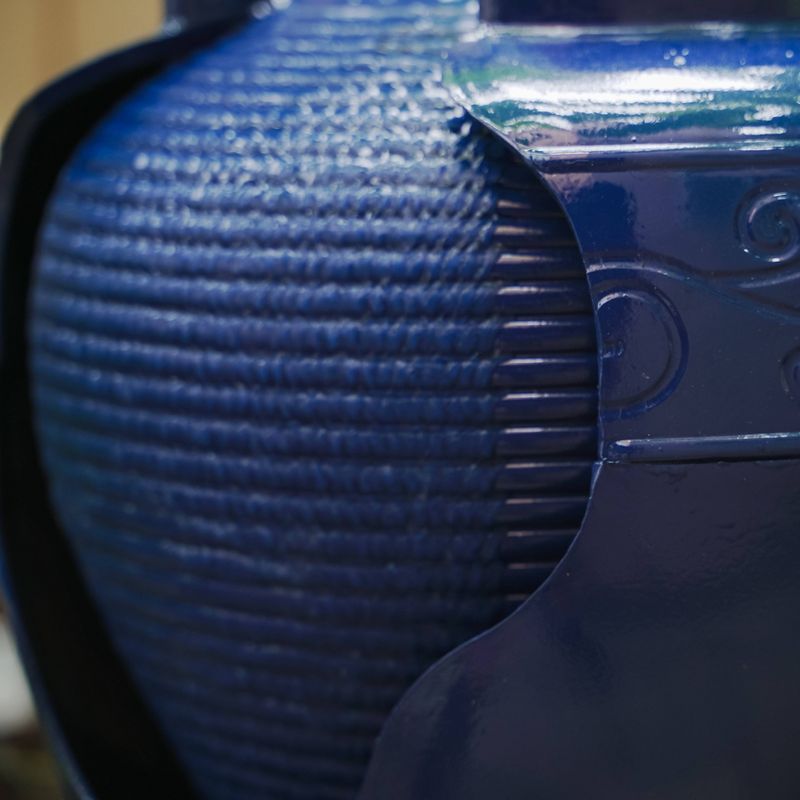 17" Round Outdoor Vase Fountain with Ridges and Waterfall Blue - XBrand