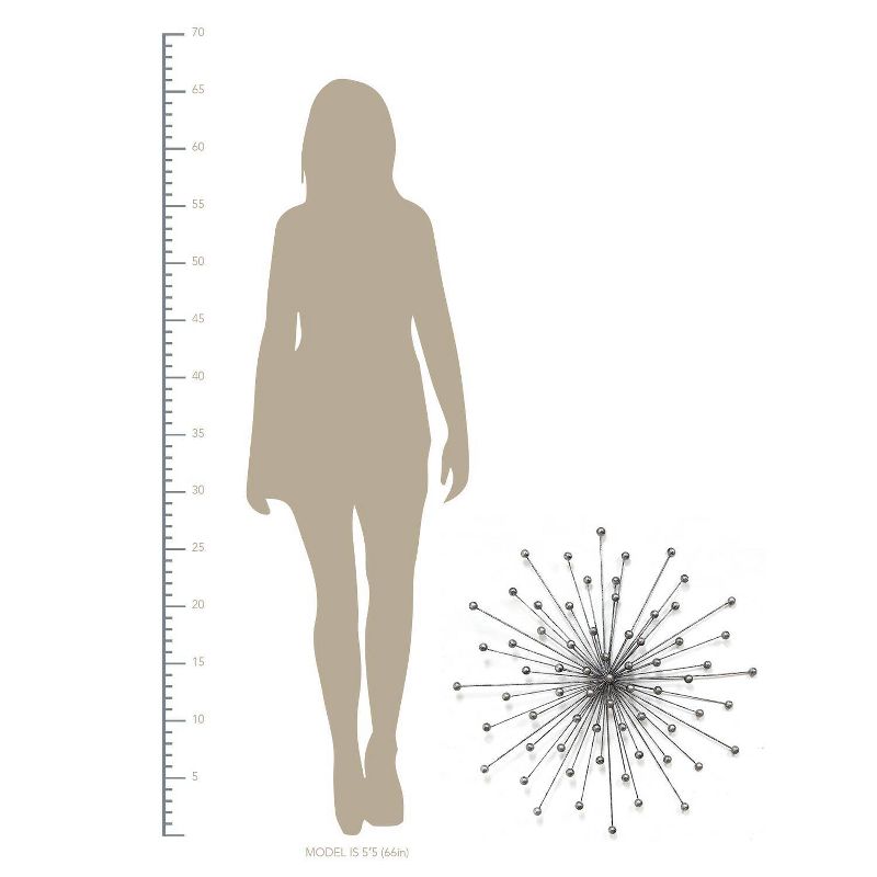 27.98" x 27.98" Silver Burst Wall Decor Silver - Stratton Home Décor